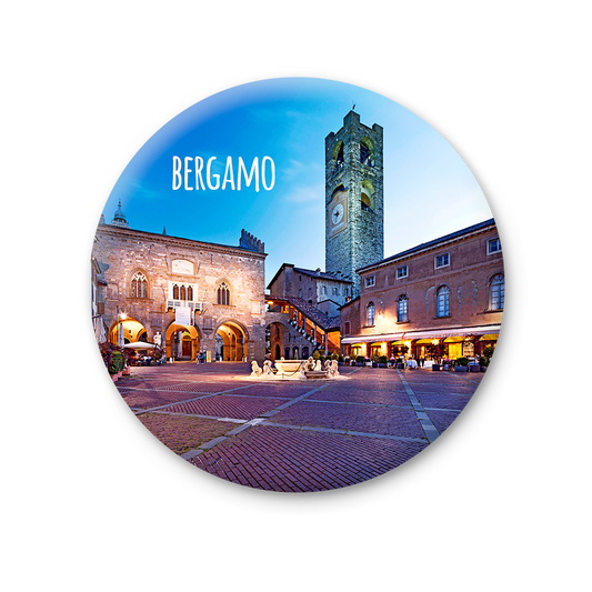Magnete Fotografico – Lombardia, Bergamo Alta, Piazza Vecchia | Ø 75 mm