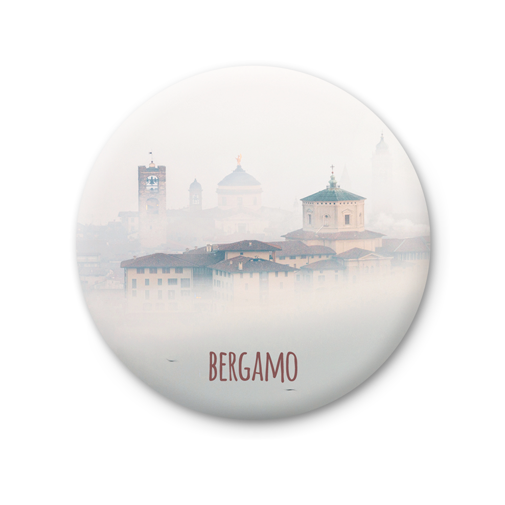 Magnete Fotografico – Lombardia, Bergamo Alta, con nuvole | Ø 75 mm