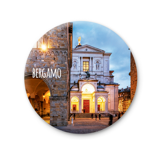 Magnete Fotografico – Lombardia, Bergamo Alta, Piazza Duomo | Ø 75 mm