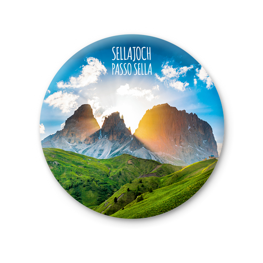Magnete Fotografico – Trentino-Alto Adige, Val di Fassa, Passo Sella con il Sassolungo (Langkofel) | Ø 75 mm