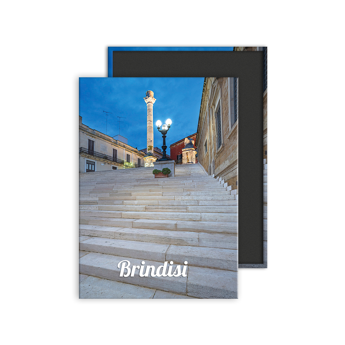 Calamita Rettangolare - Puglia, Brindisi, le colonne romane e la Scala di Virgilio - Dimensioni 90x65mm