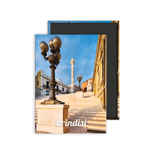 Calamita Rettangolare - Puglia, Brindisi, le colonne romane e la Scala di Virgilio - Dimensioni 90x65mm