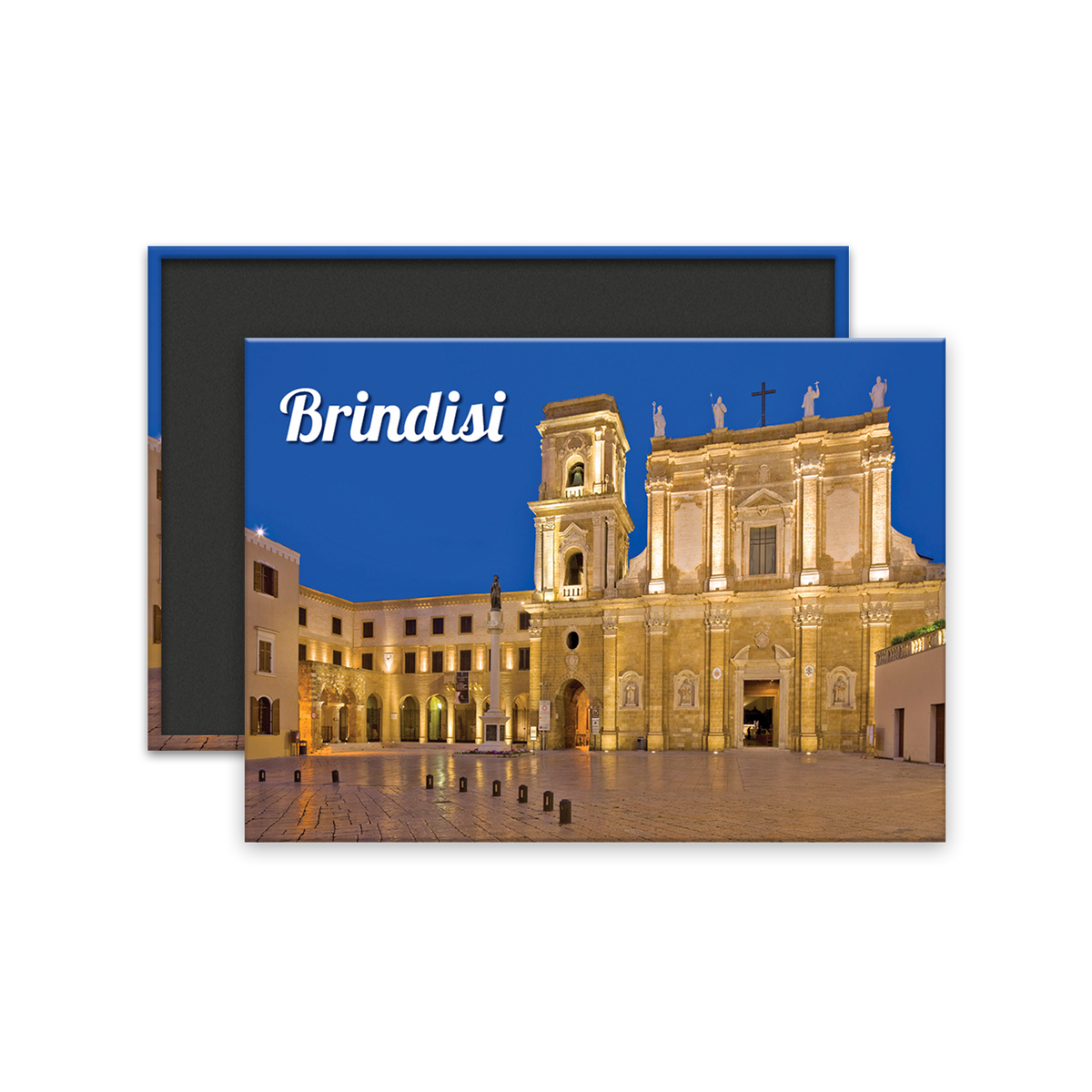 Calamita Rettangolare - Puglia, Brindisi, Piazza Duomo e Cattedrale - Dimensioni 90x65mm