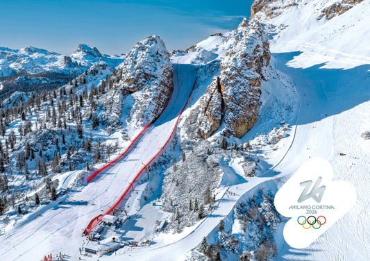 Cortina d’Ampezzo, pista Olympia delle Tofane - Cartolina Giochi Olimpici Invernali Milano Cortina 2026