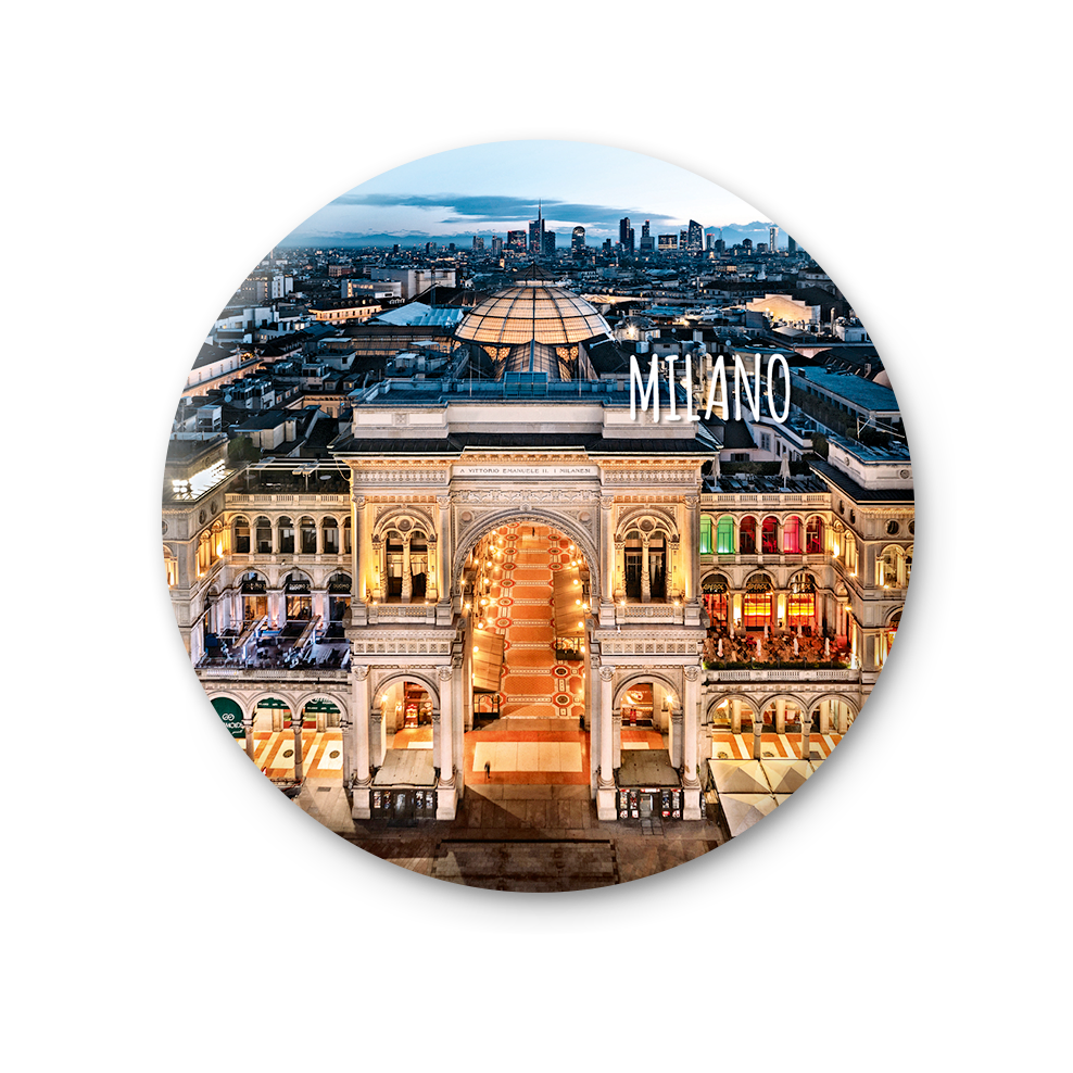 Magnete Fotografico – Lombardia, Milano, Galleria Vittorio Emanuele II, vista aerea | Ø 75 mm
