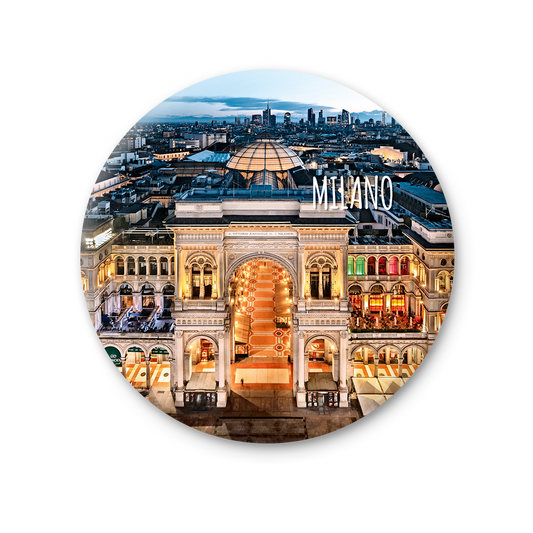 Magnete Fotografico – Lombardia, Milano, Galleria Vittorio Emanuele II, vista aerea | Ø 75 mm