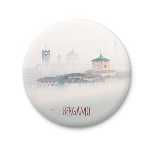 Magnete Fotografico – Lombardia, Bergamo Alta, con nuvole | Ø 75 mm