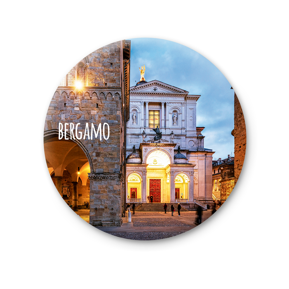 Magnete Fotografico – Lombardia, Bergamo Alta, Piazza Duomo | Ø 75 mm