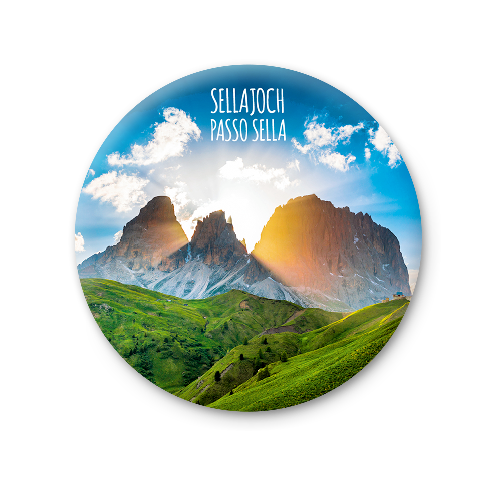 Magnete Fotografico – Trentino-Alto Adige, Val di Fassa, Passo Sella con il Sassolungo (Langkofel) | Ø 75 mm