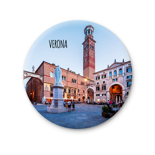 Magnete Fotografico – Veneto, Verona, Piazza dei Signori, Palazzo della Ragione e Torre dei Lamberti | Ø 75 mm