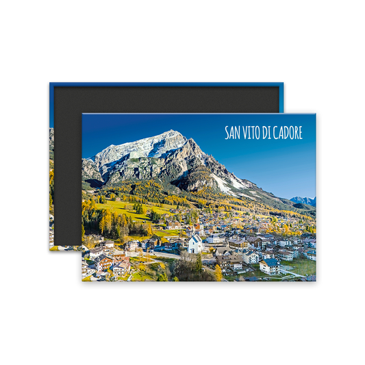 Calamita Rettangolare - Calamita Rettangolare - Veneto, Cadore, San Vito di Cadore con Monte Antelao sullo sfondo - Dimensioni 90x65mm
