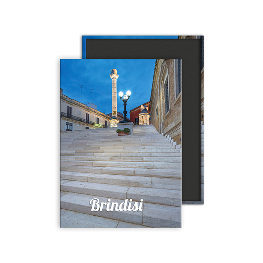 Calamita Rettangolare - Puglia, Brindisi, le colonne romane e la Scala di Virgilio - Dimensioni 90x65mm