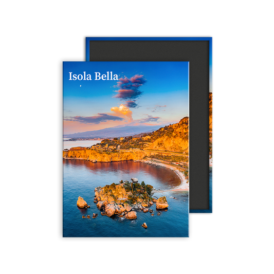 Calamita Rettangolare - Calamita Rettangolare - Sicilia, Taormina, Vista aerea di Isola Bella di Taormina - Dimensioni 90x65mm