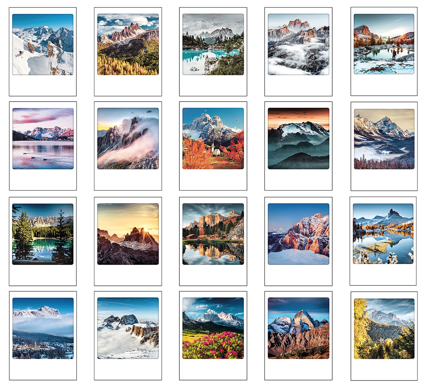 Polaroid Box: die Gipfel der Dolomiten