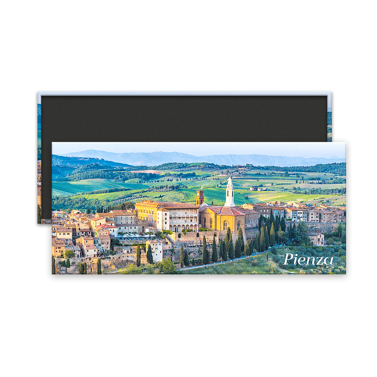 Calamita panoramica - Toscana, Siena, Val d'Orcia, Pienza, veduta aerea della città medievale all'alba