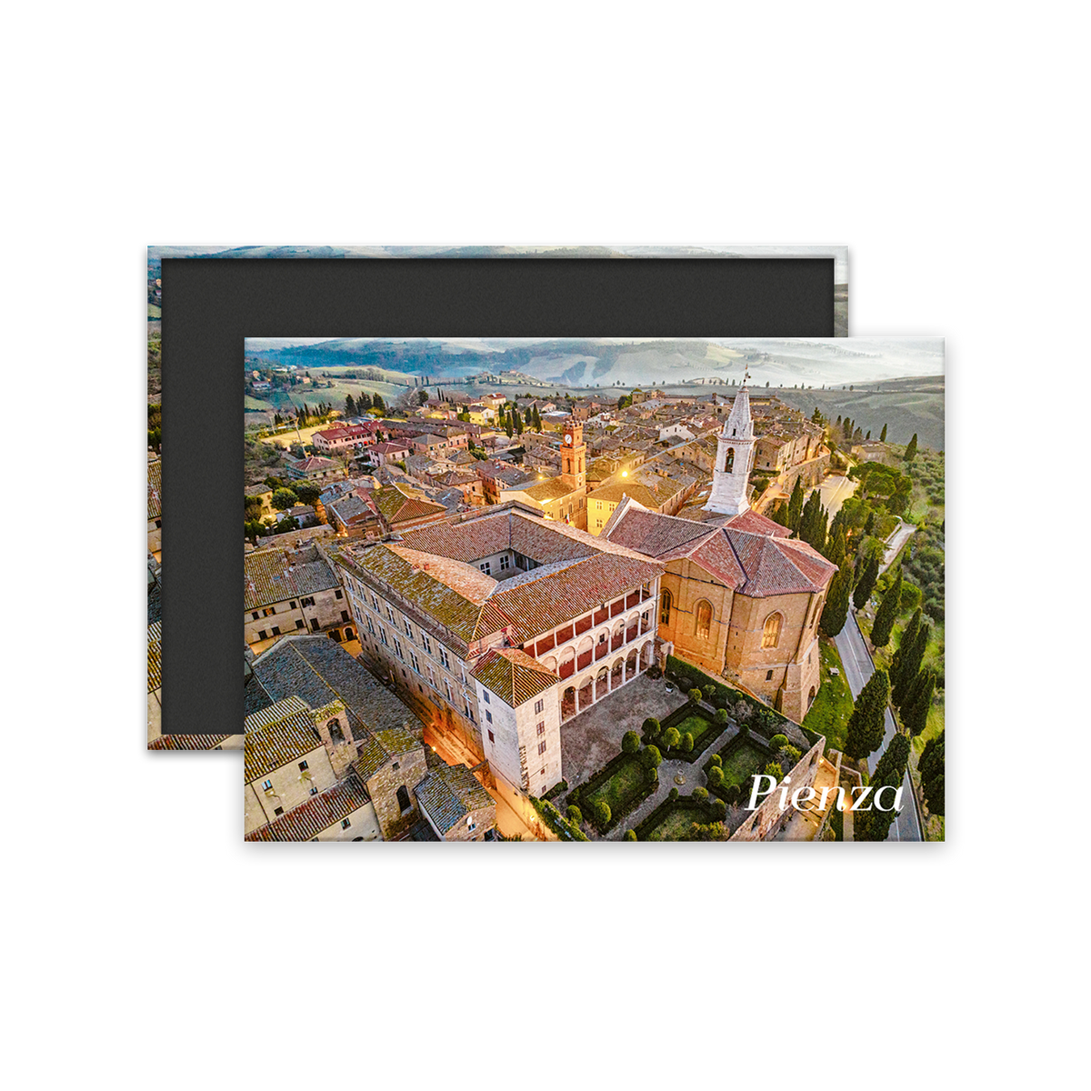 Calamita Rettangolare - Calamita Rettangolare - Toscana, Pienza, Veduta aerea del centro storico  - Dimensioni 90x65mm